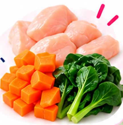 鶏むね肉、にんじん、小松菜